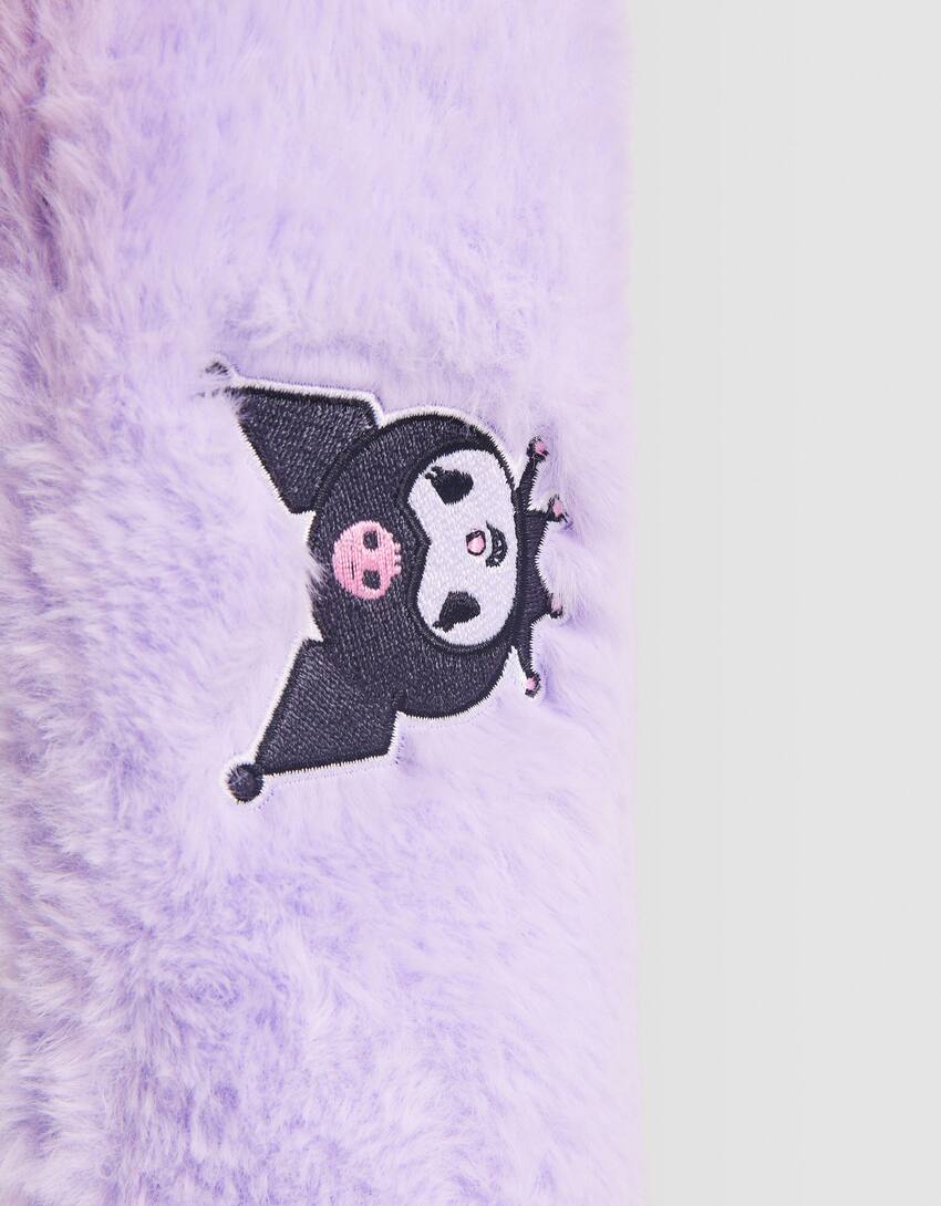 Kuromi embroidered pencil case-Violet-3