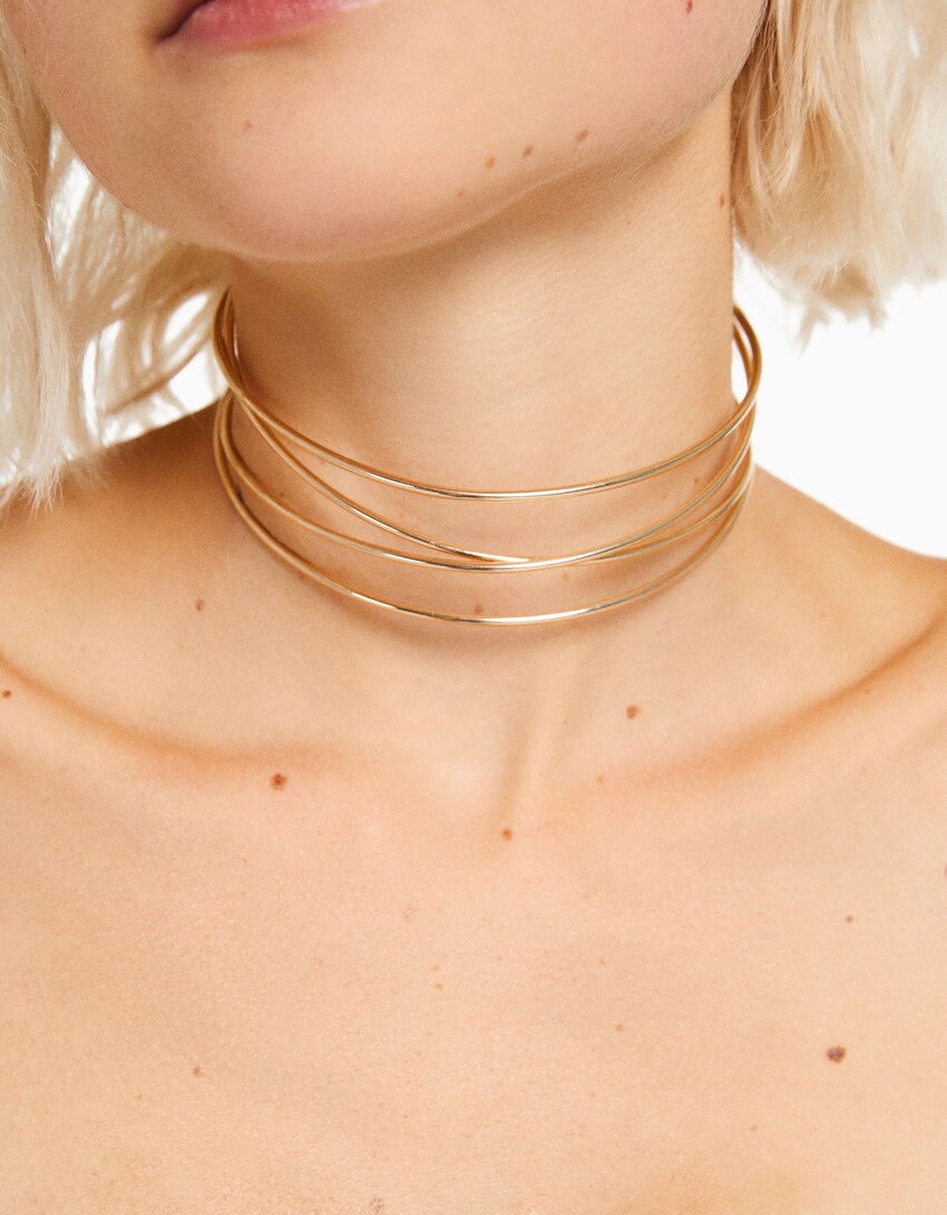 Colar choker entrelazado-Ouro-1