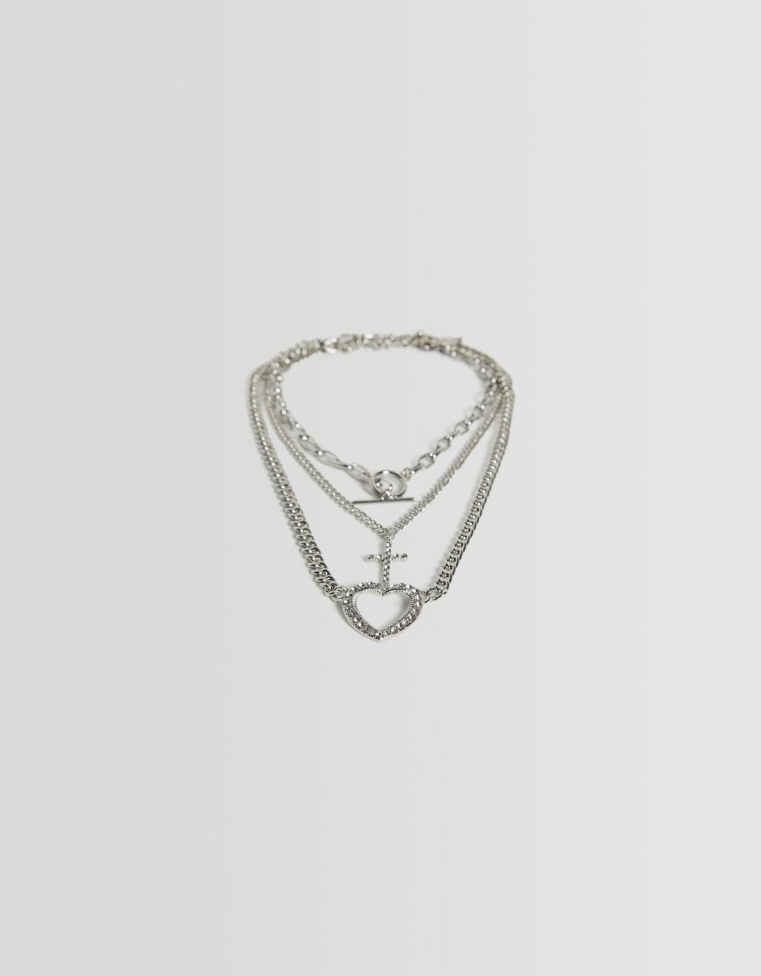 Set van 3 schakelkettingen met strass en hart