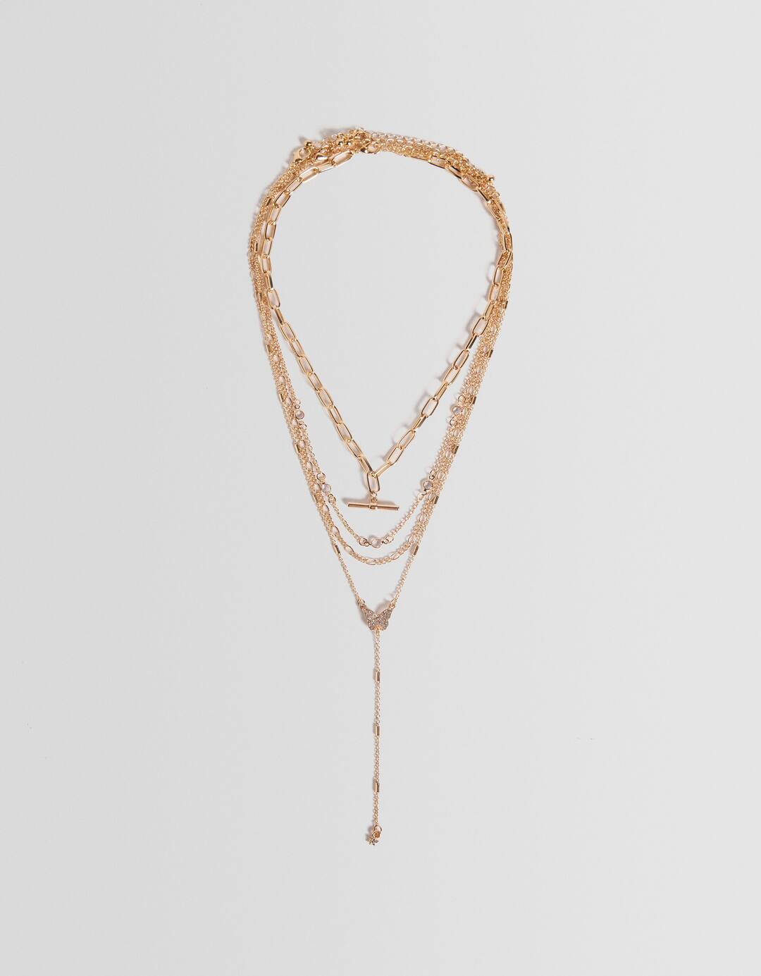 Set of 4 pendant chain necklaces