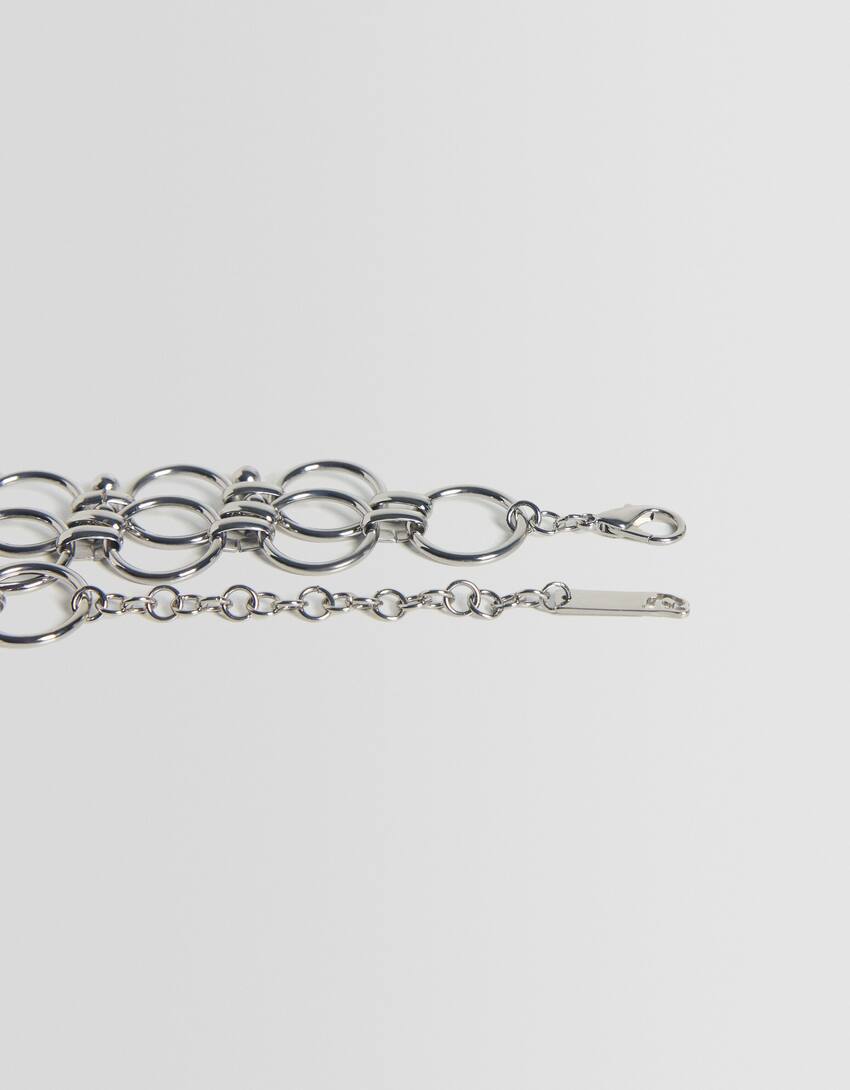 Generation Bershka necklace with rhinestones-Silver-1