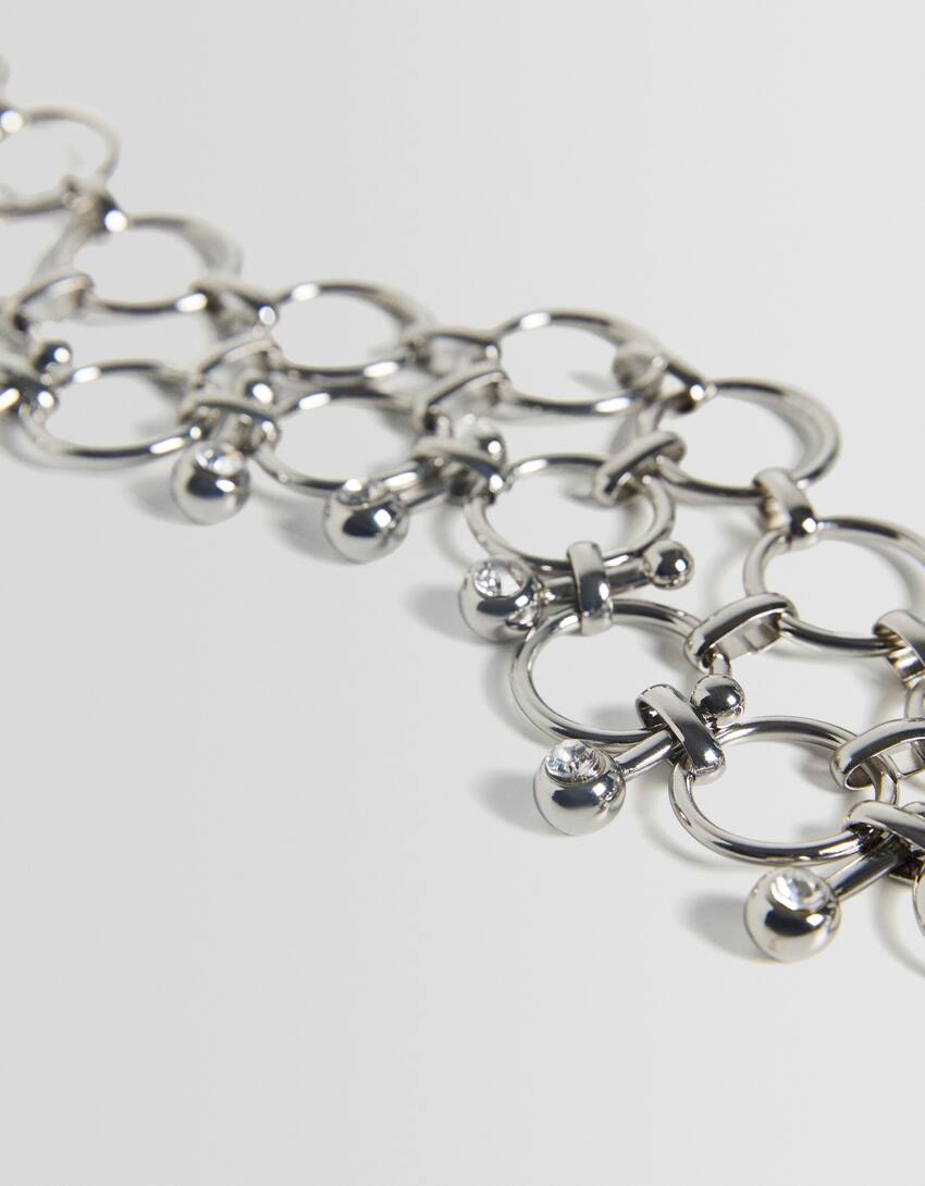 Generation Bershka necklace with rhinestones-Silver-6