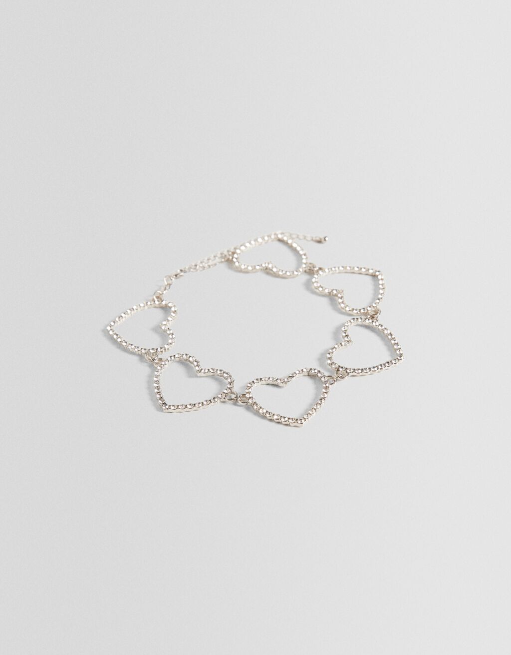 Heart choker necklace-Silver-4