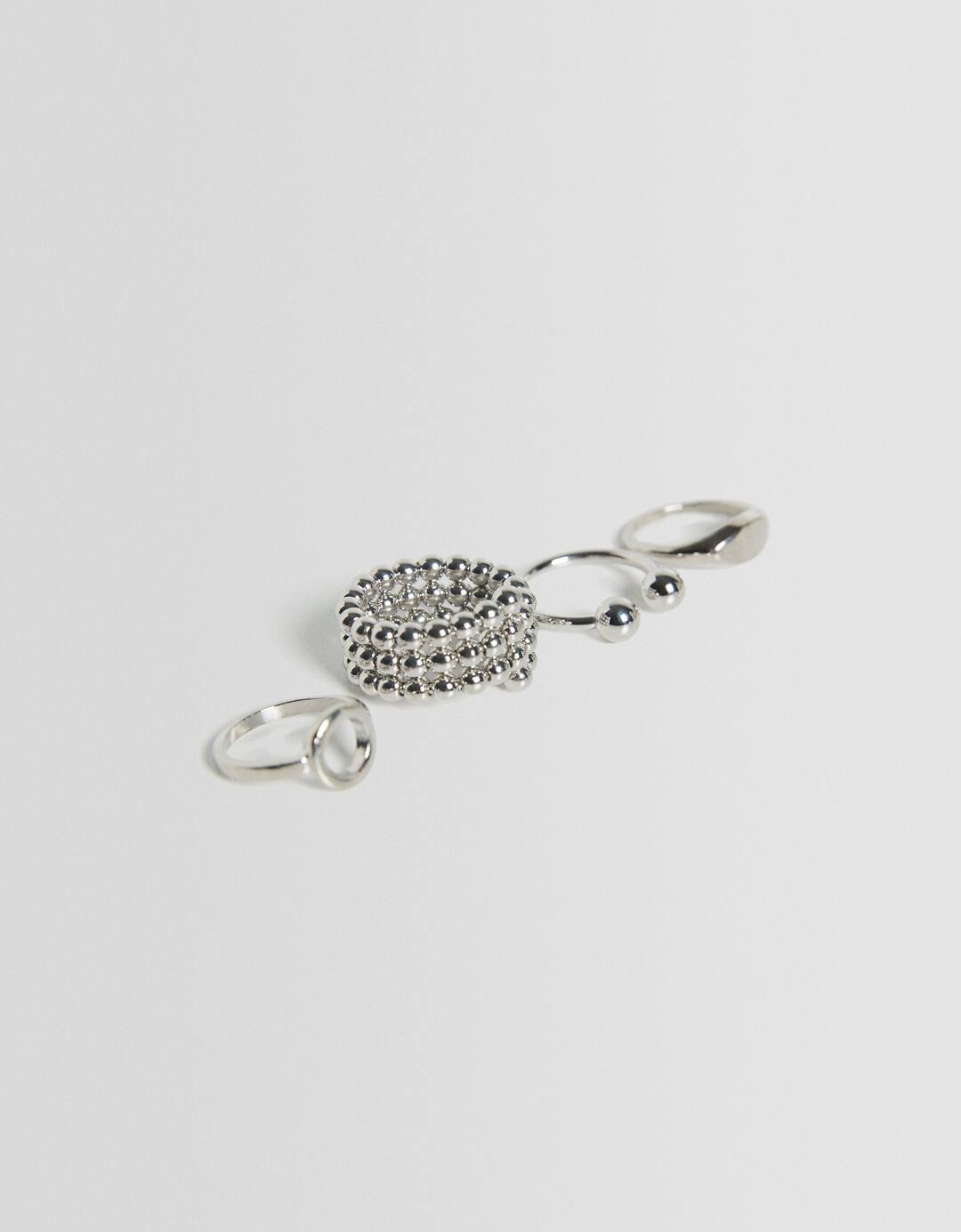 Set of 4 edgy bead rings