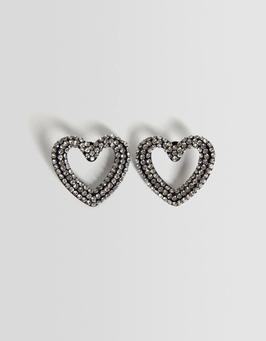 Heart earrings-Black-4