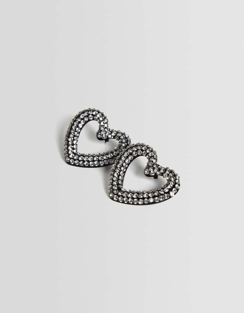Heart earrings-Black-0