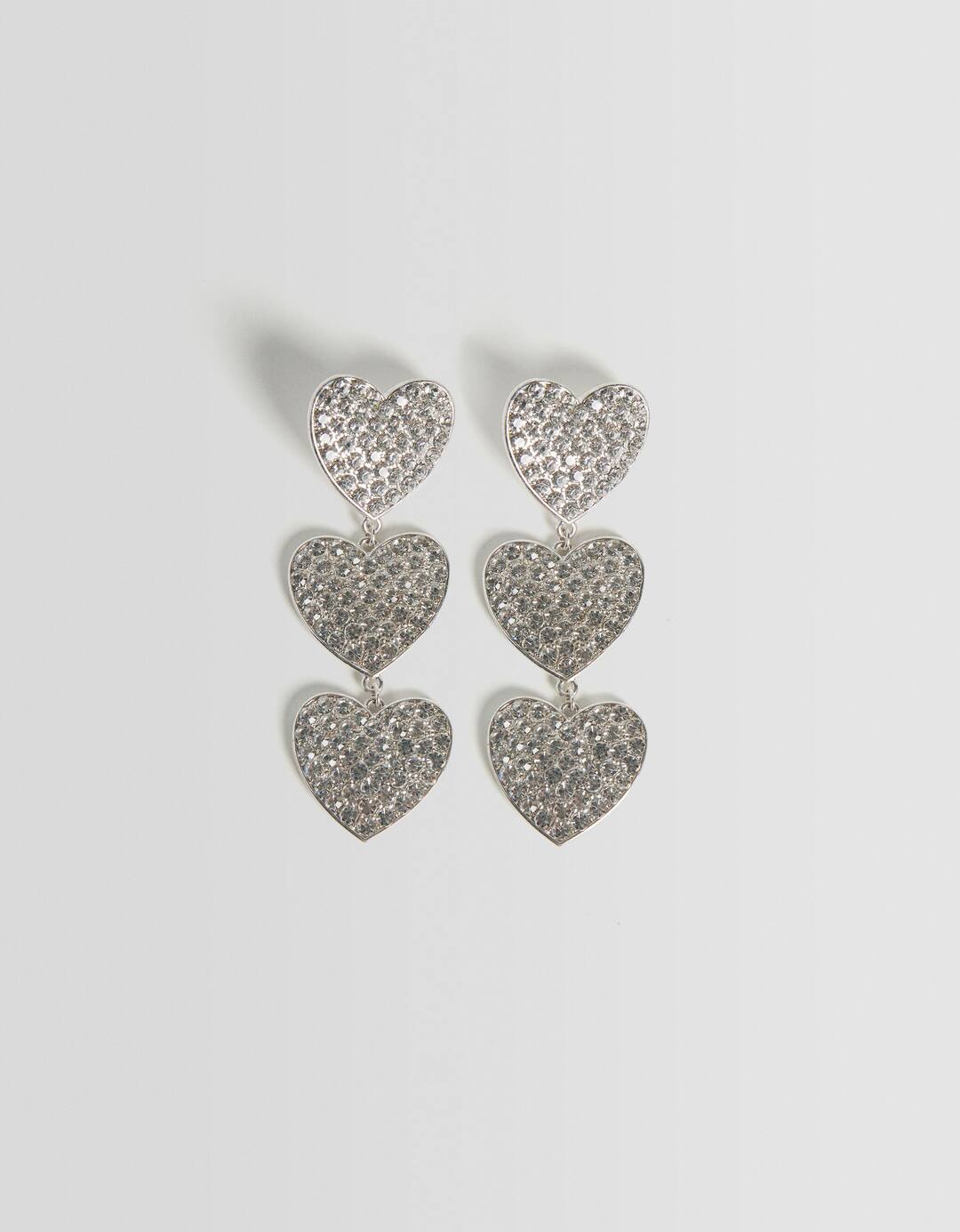 Rhinestone heart cascade earrings