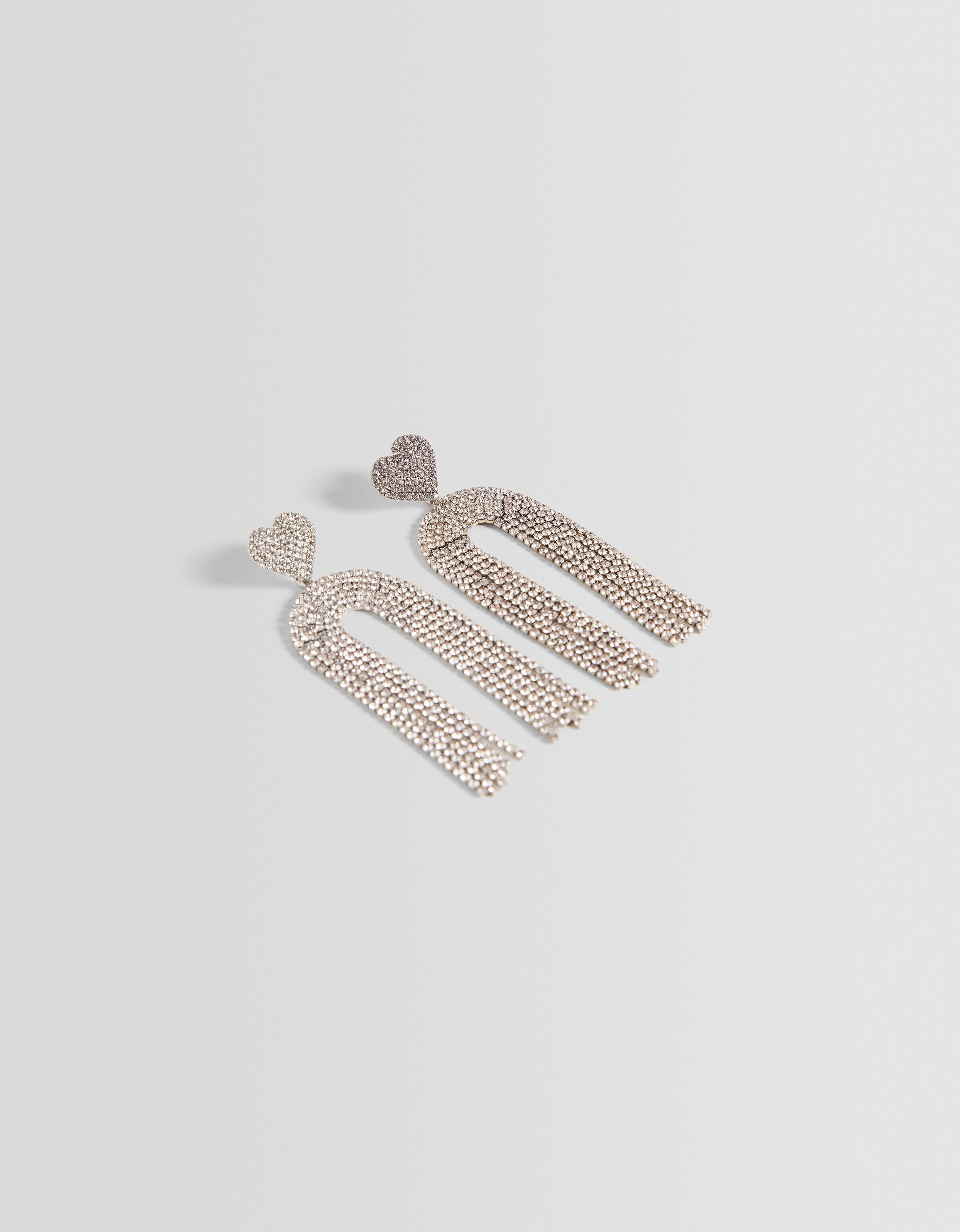 Heart cascading earrings New Women Bershka