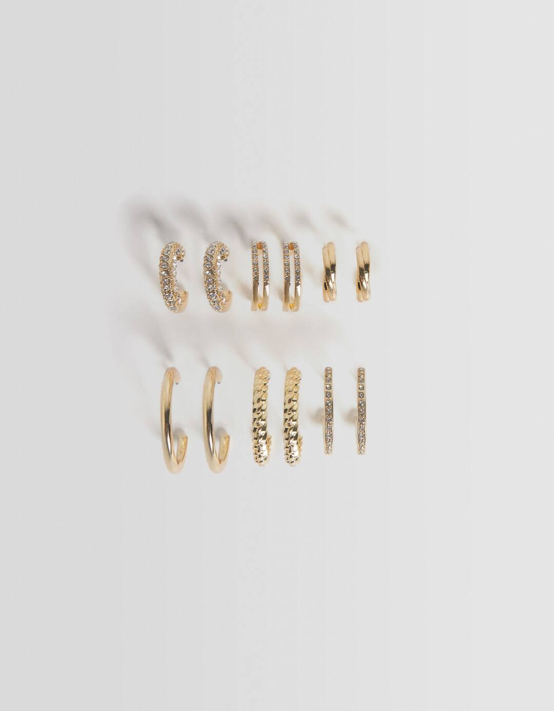 Set of 6 pairs of rhinestone texture earrings