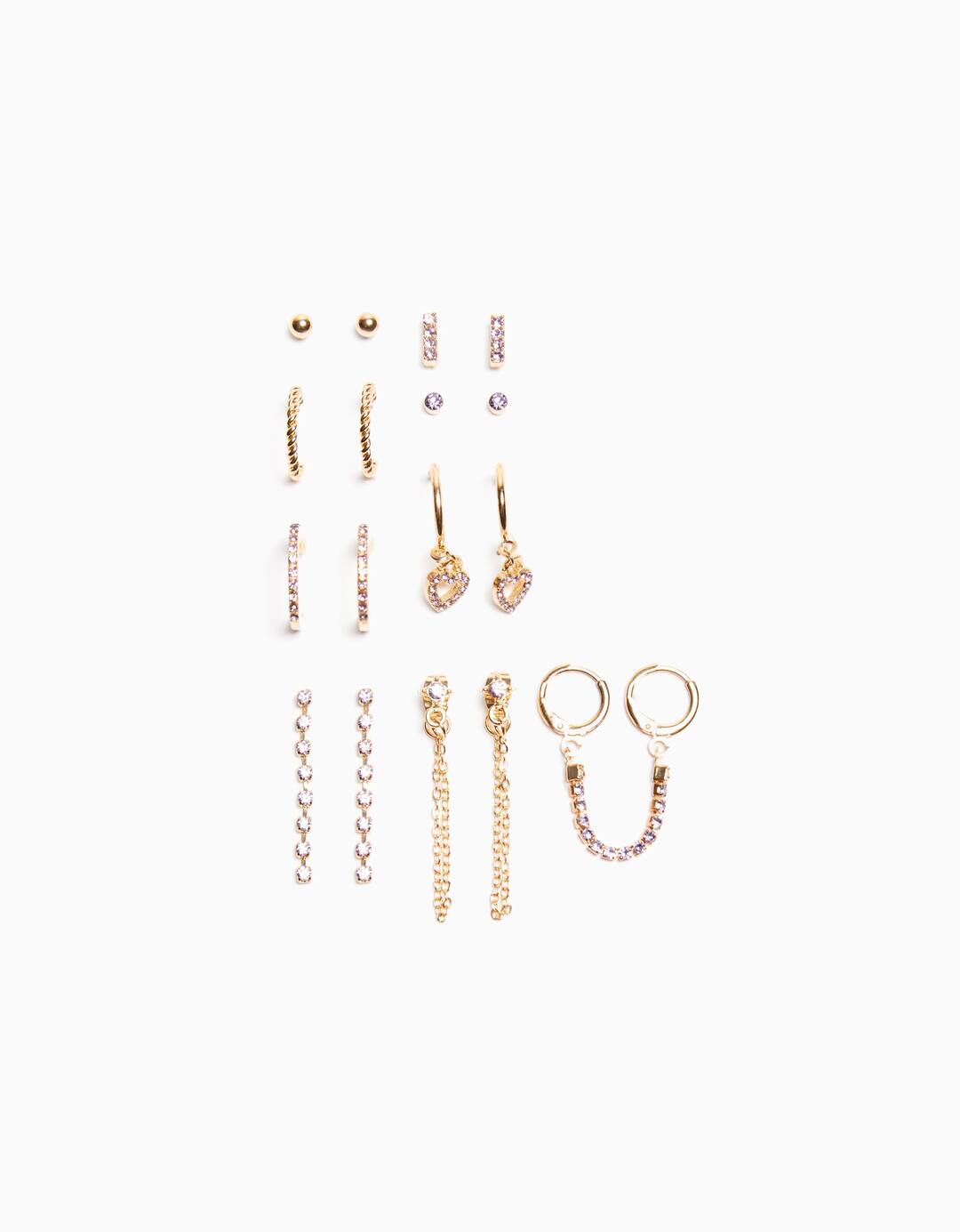Set berisi 9 anting-anting lingkaran berlian buatan