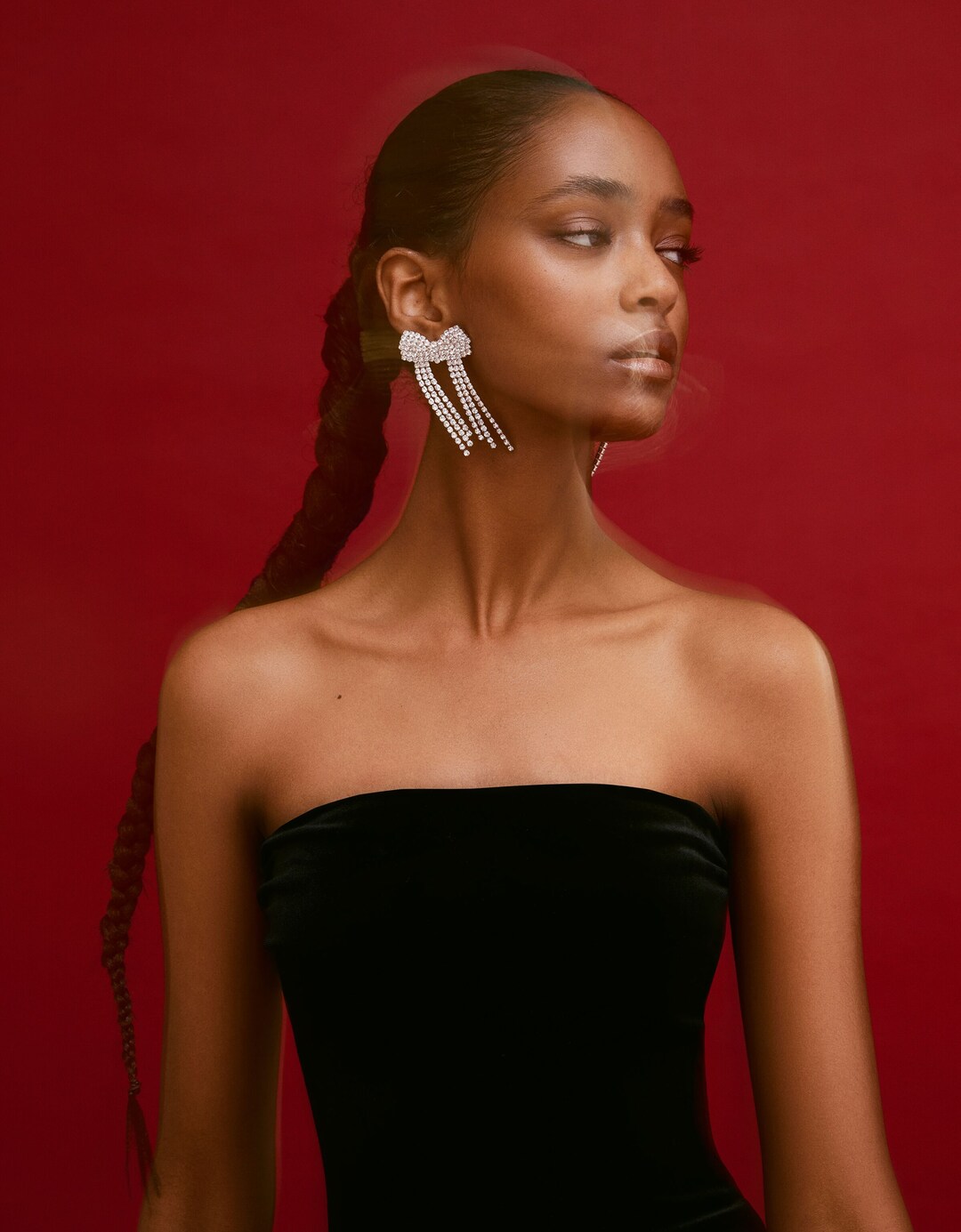 Rhinestone bow earrings