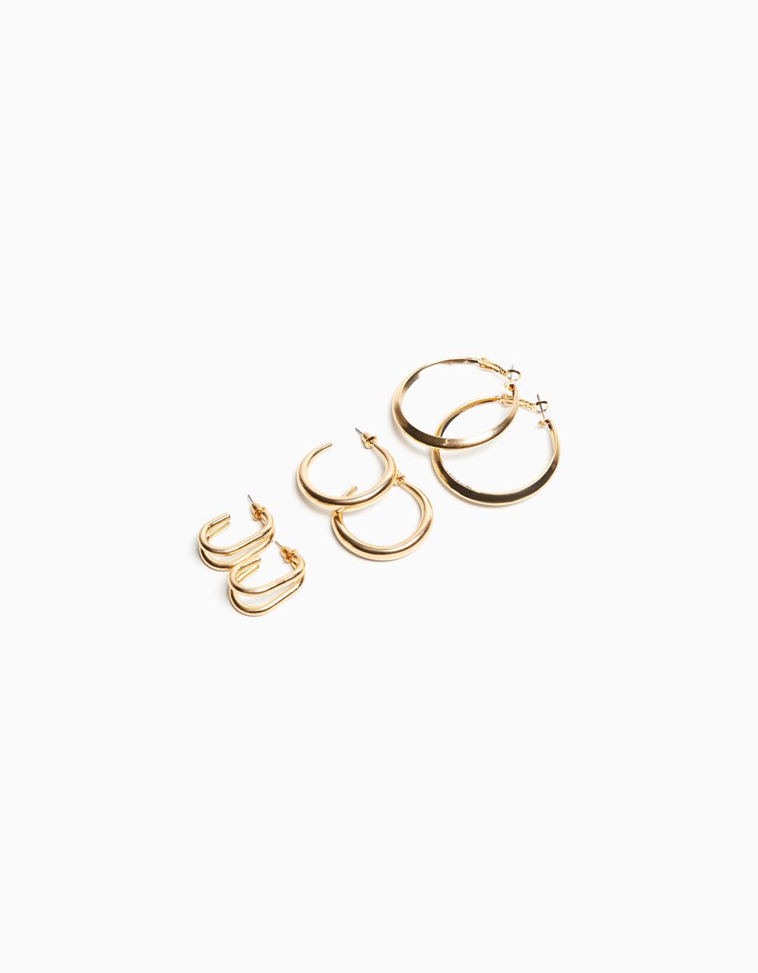 Set 3 pairs of hoop earrings