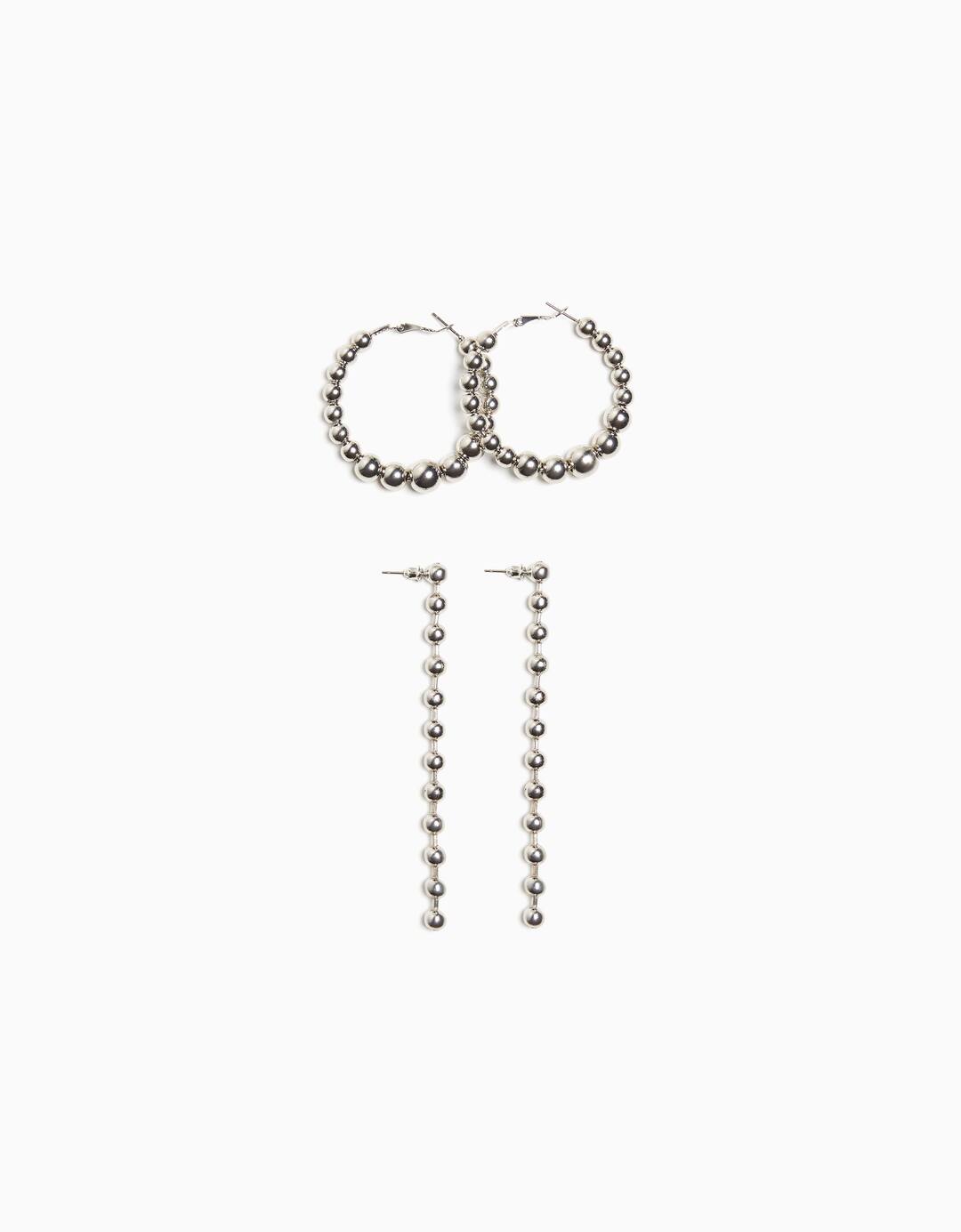 Set of 2 hoop cascade earrings