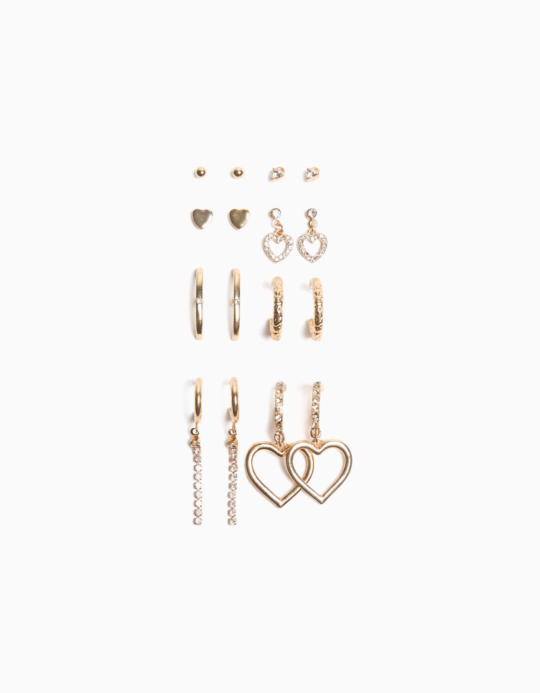 Set of 8 heart earrings