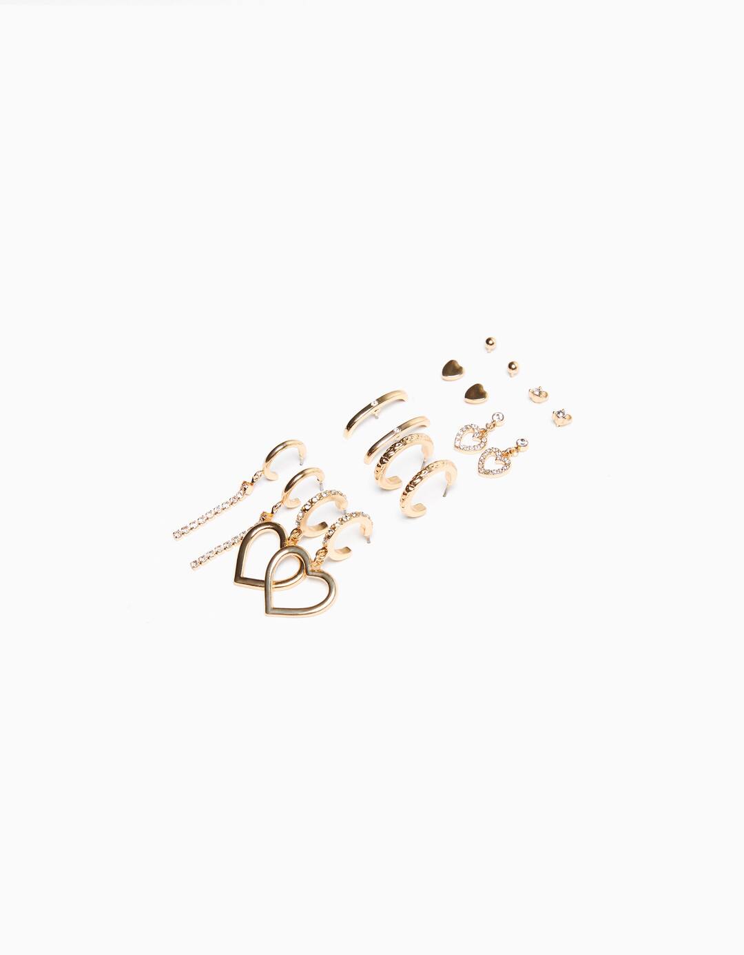 Set of 8 heart earrings