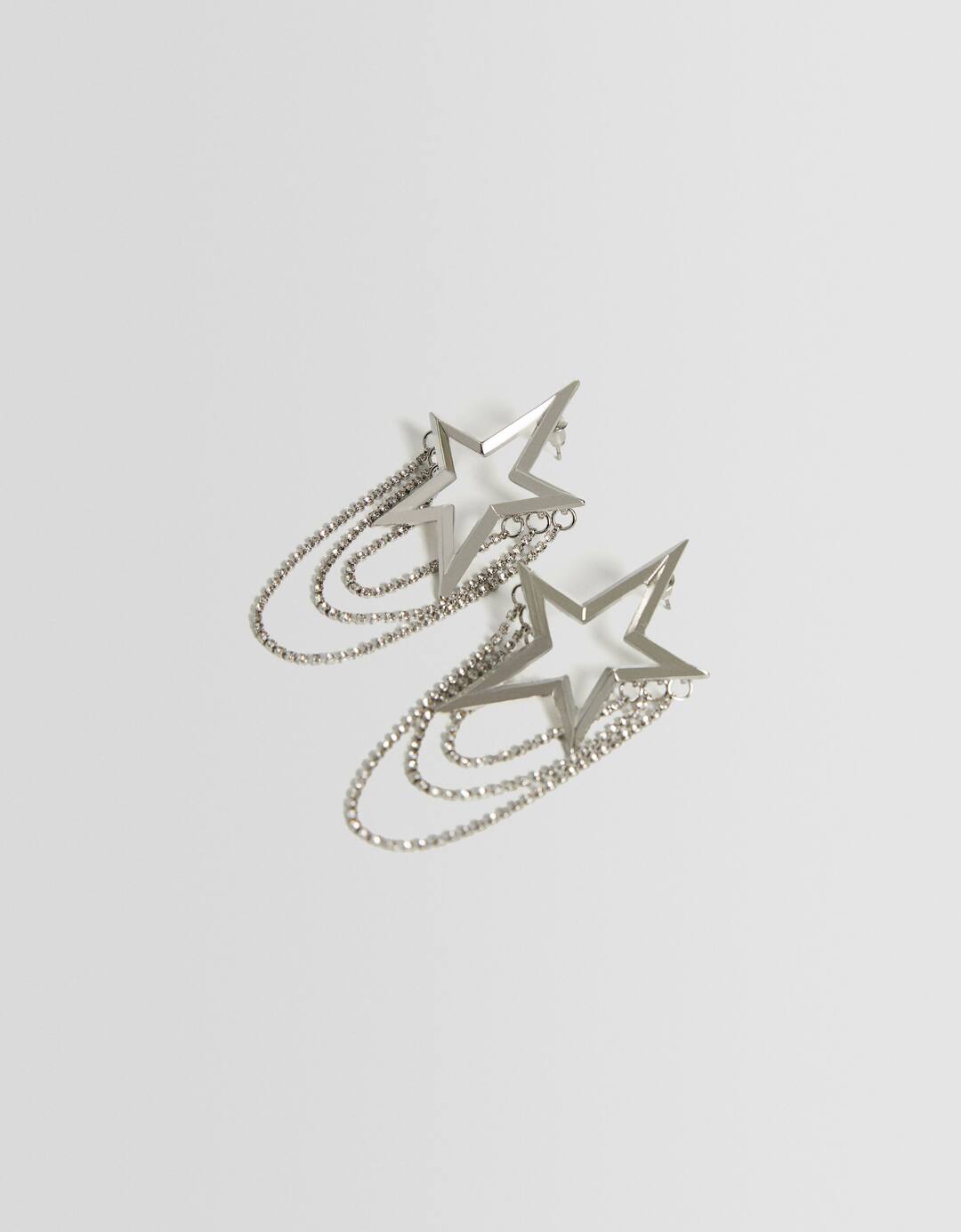 Rhinestone star chain earrings