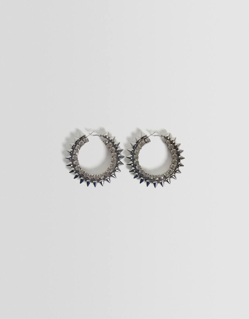 Generation Bershka hoop earrings with spikes-Silver-0