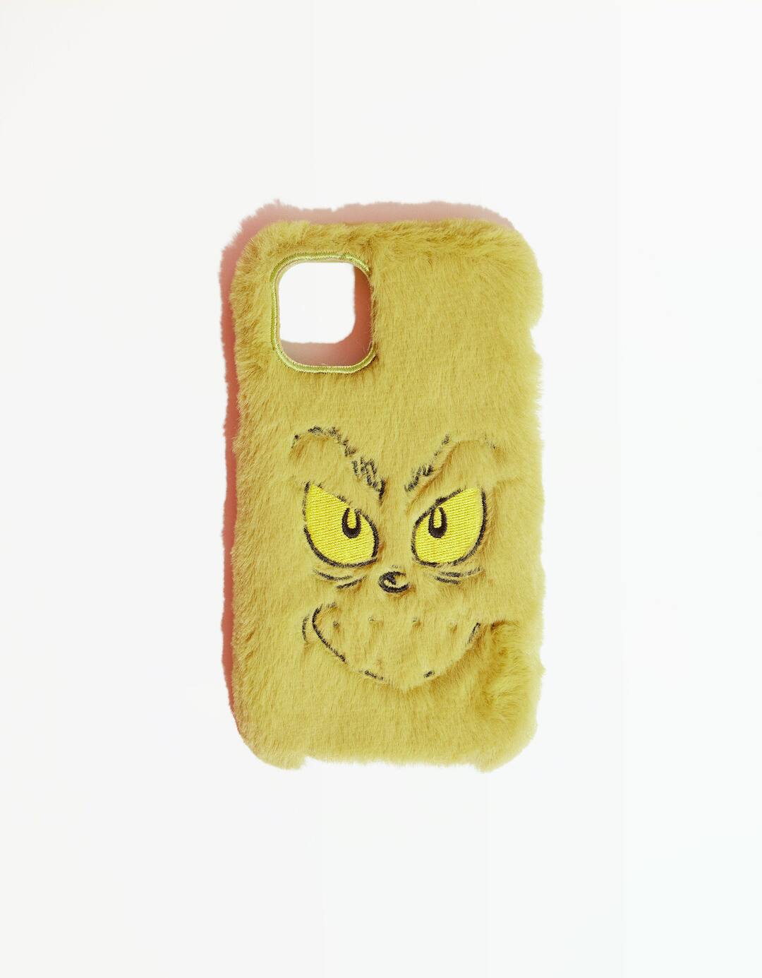 The Grinch iPhone11 / XR embroidered faux fur mobile phone case