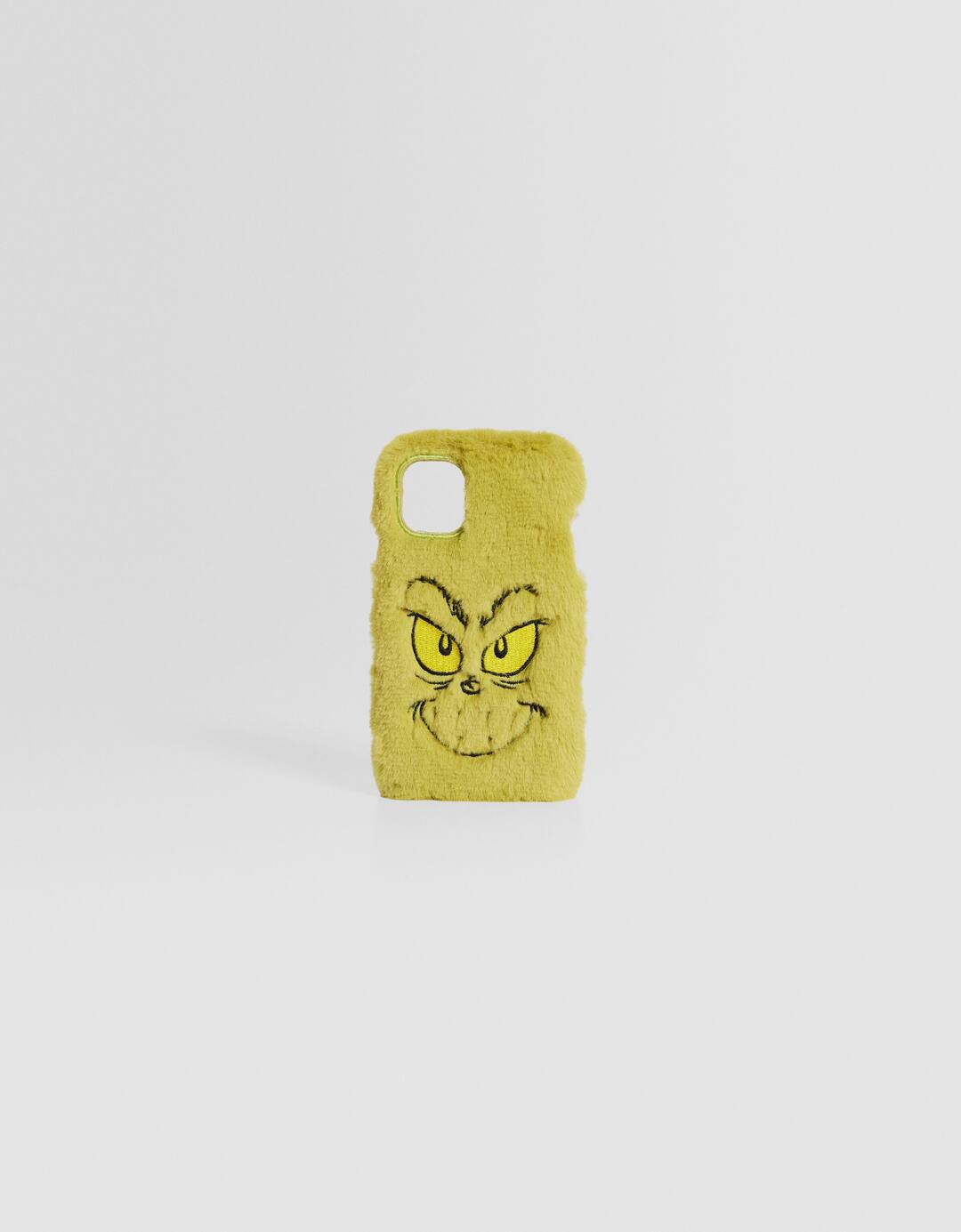 The Grinch iPhone11 / XR embroidered faux fur mobile phone case