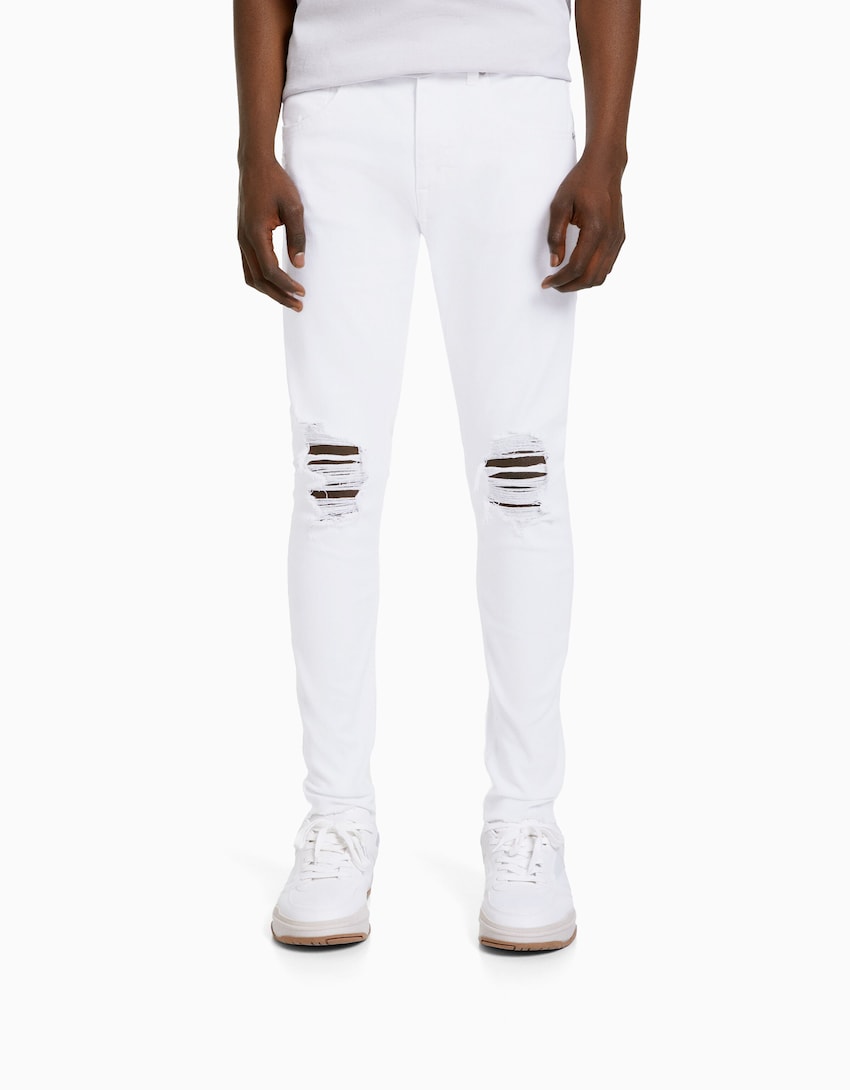 Jeans super skinny rotos-Blanco-1