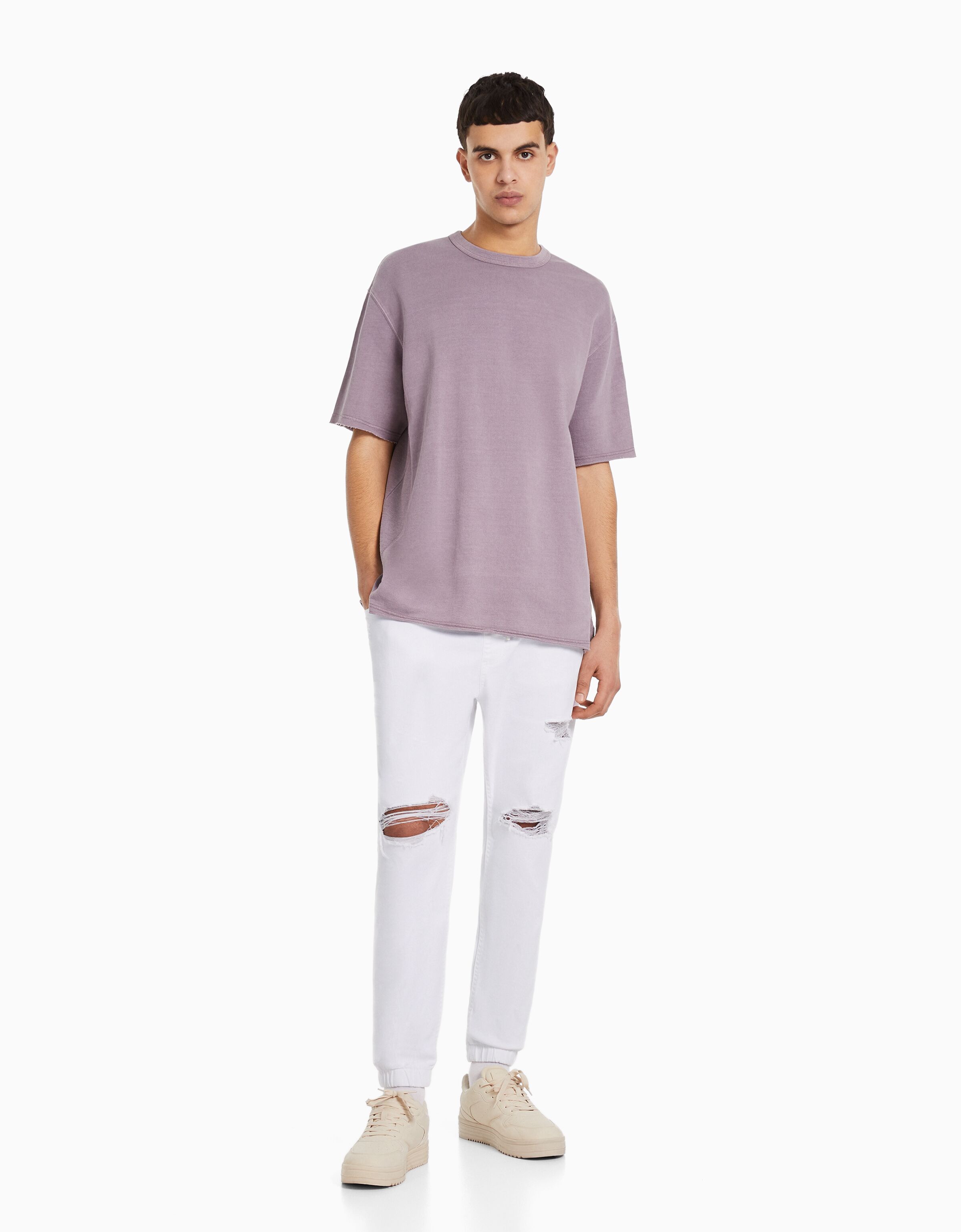 Pantalones blancos bershka discount hombre