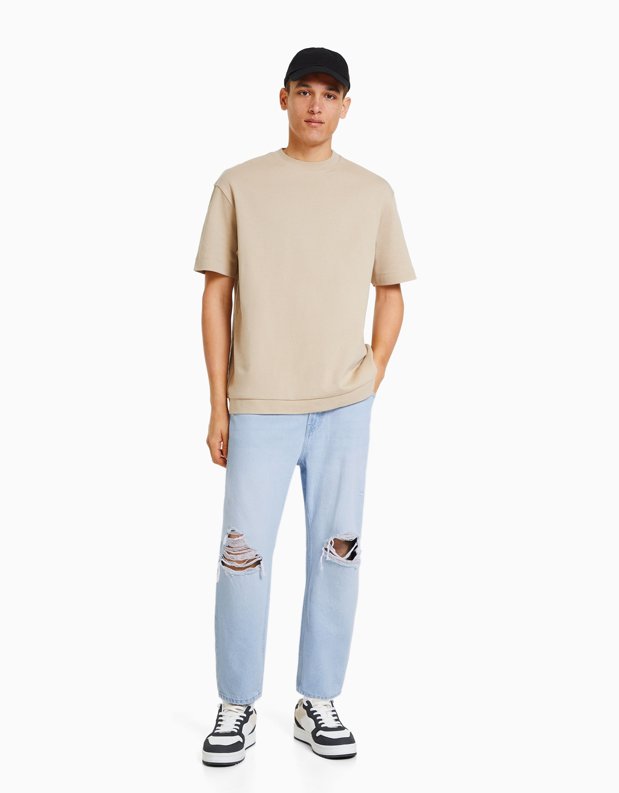 Loose fit jeans with rips Jeans Men Bershka