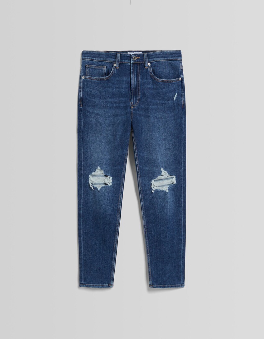 Jeans carrot rotos-Azul-4