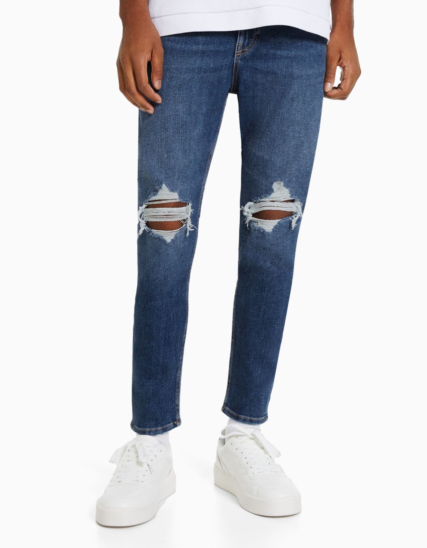 Jeans carrot rotos-Azul-1