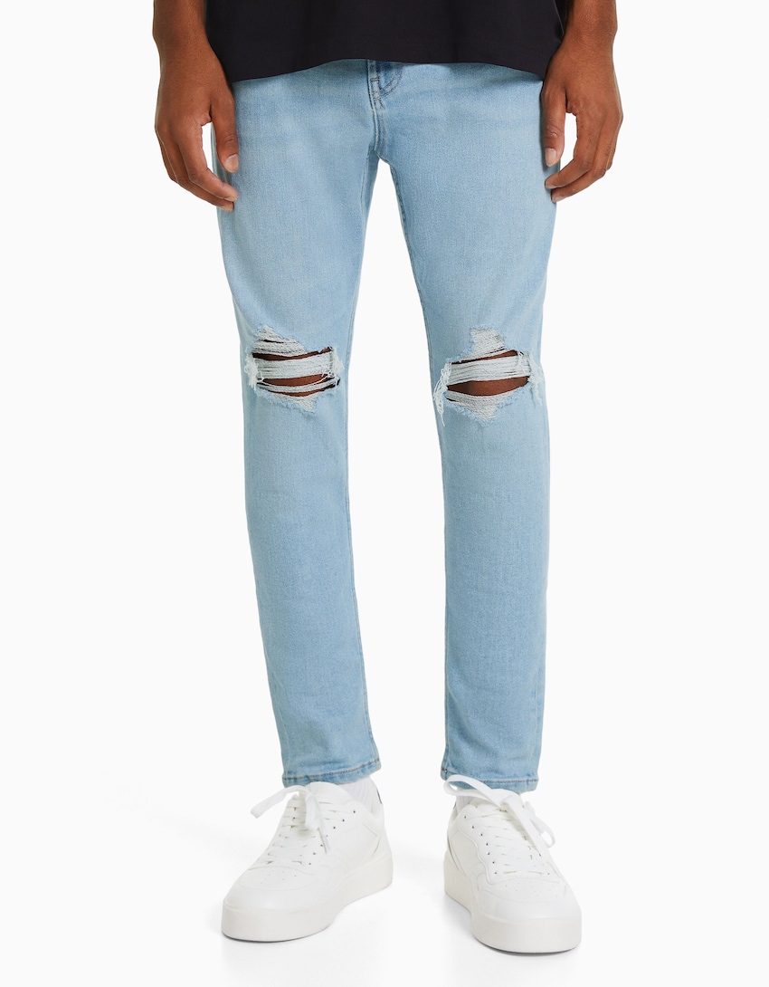 Jeans carrot rotos-Azul lavado-1