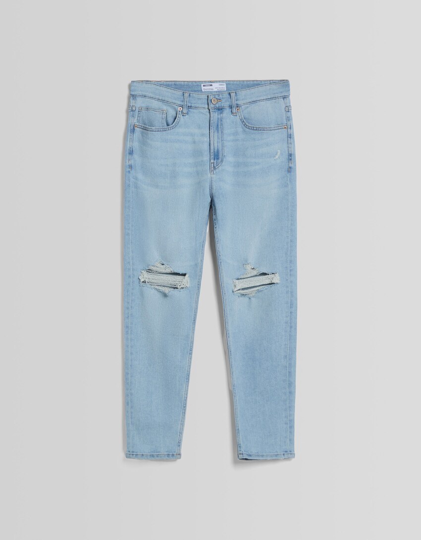 Jeans carrot rotos-Azul lavado-4