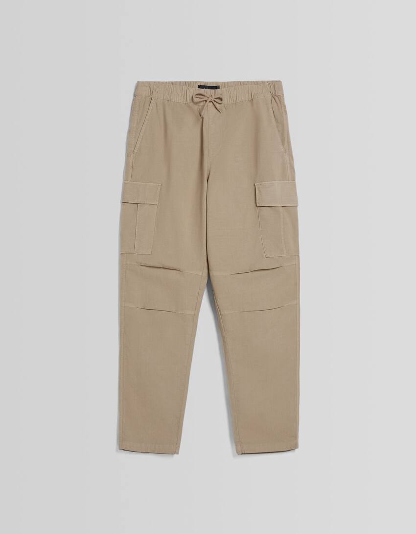 Cargo trousers with stoppers-Sand-5