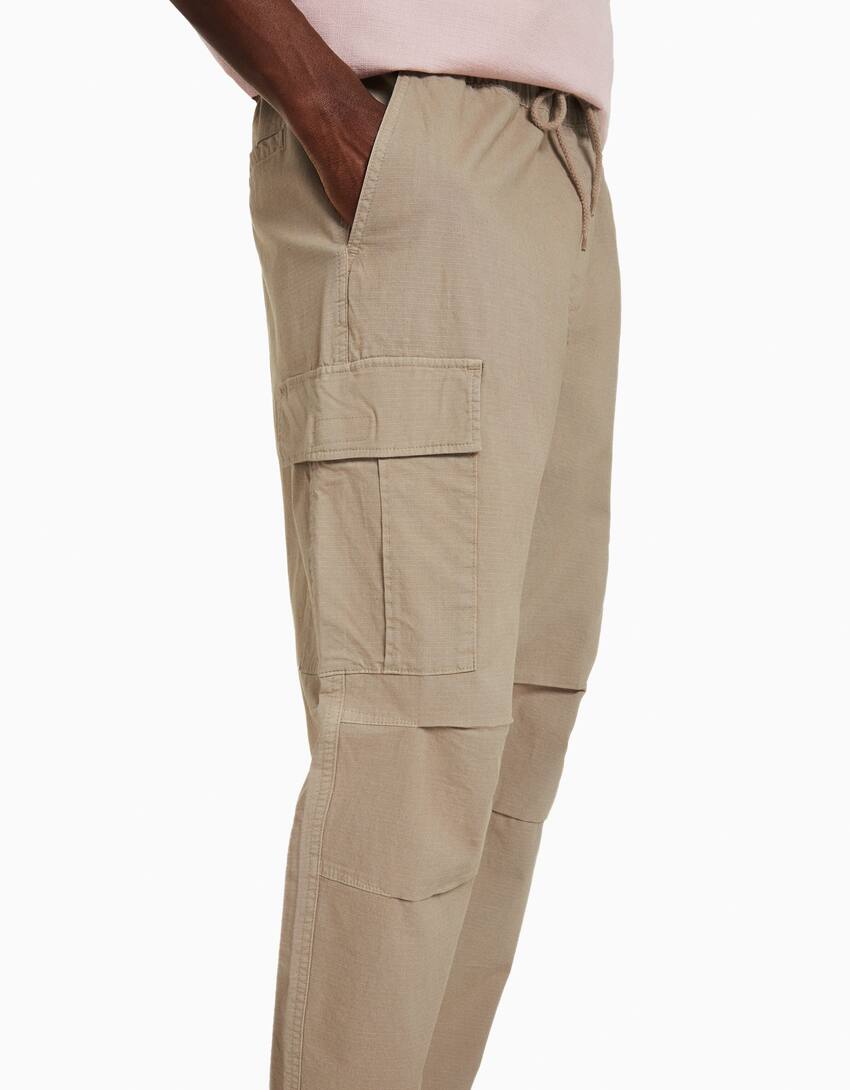 Cargo trousers with stoppers-Sand-3