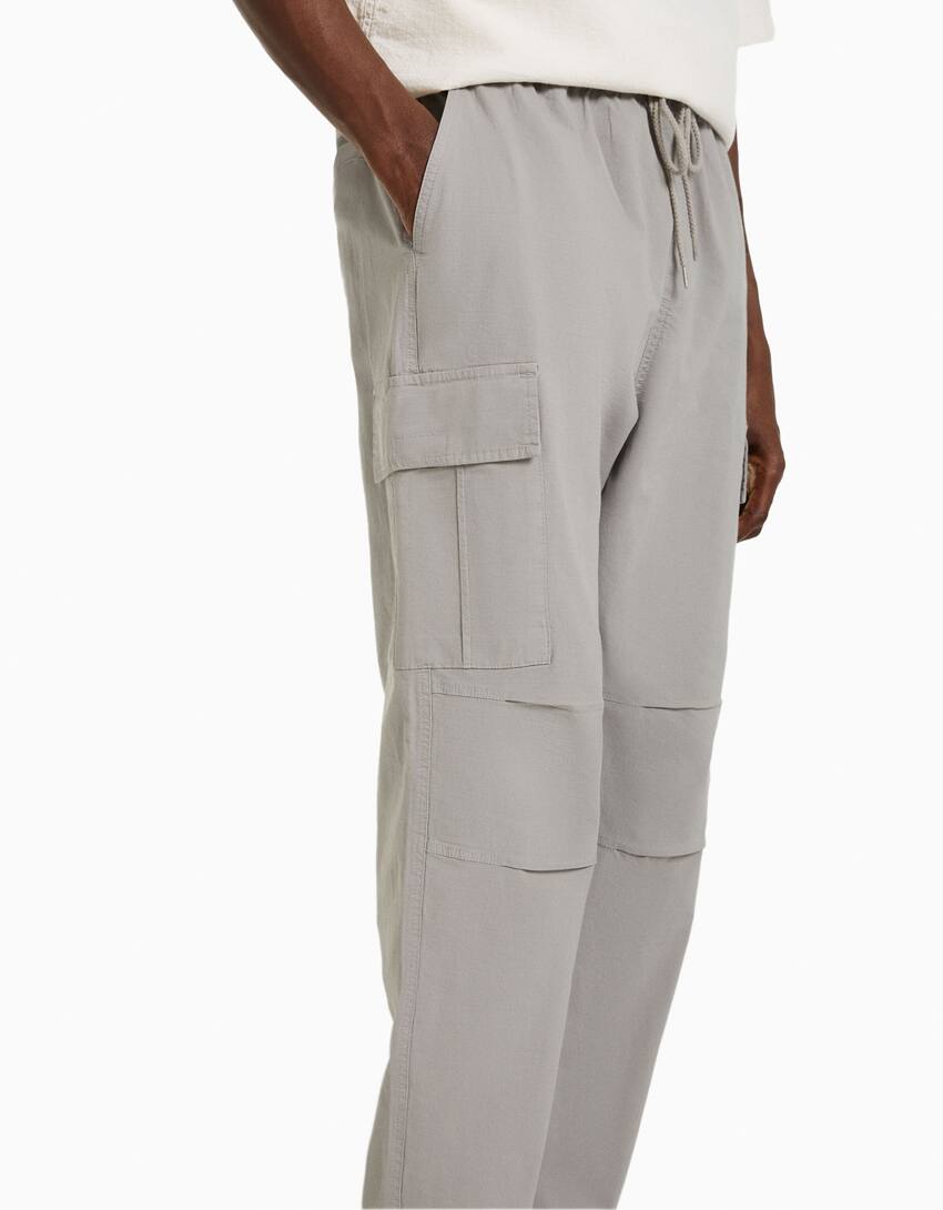 Cargo trousers with stoppers-Grey-3