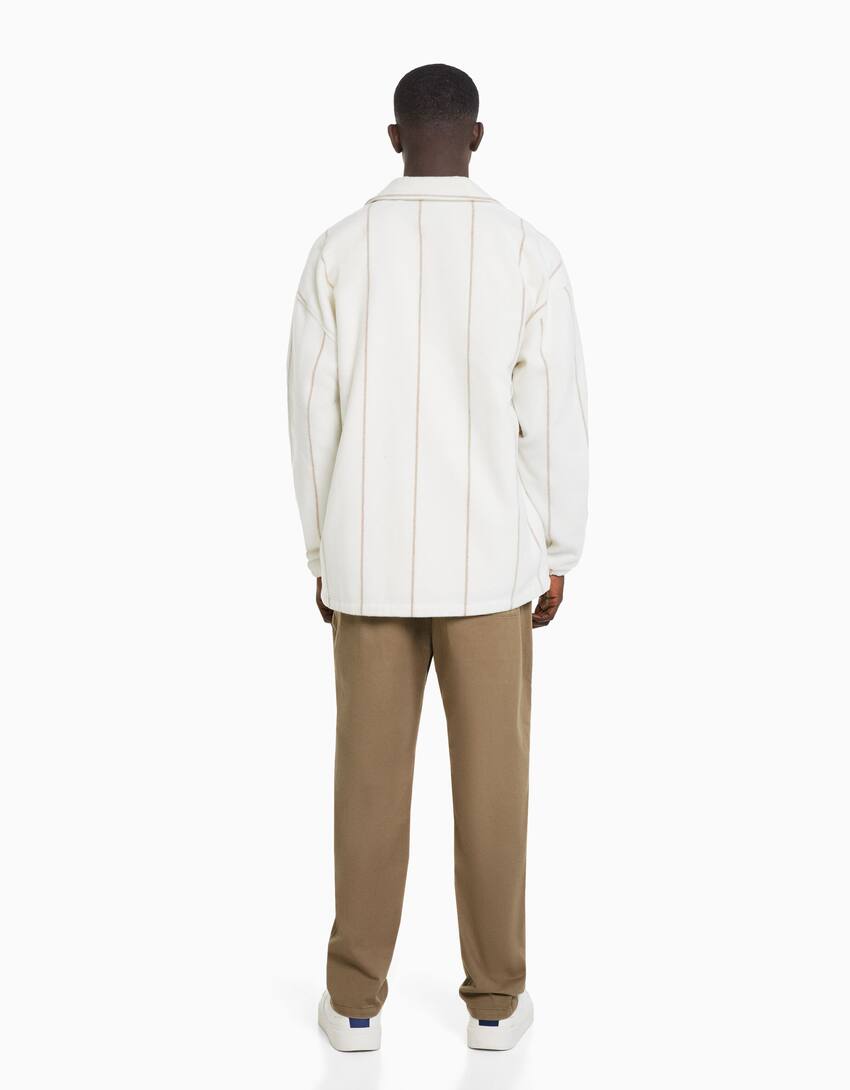 Loose-fit cotton blend trousers-Camel-1