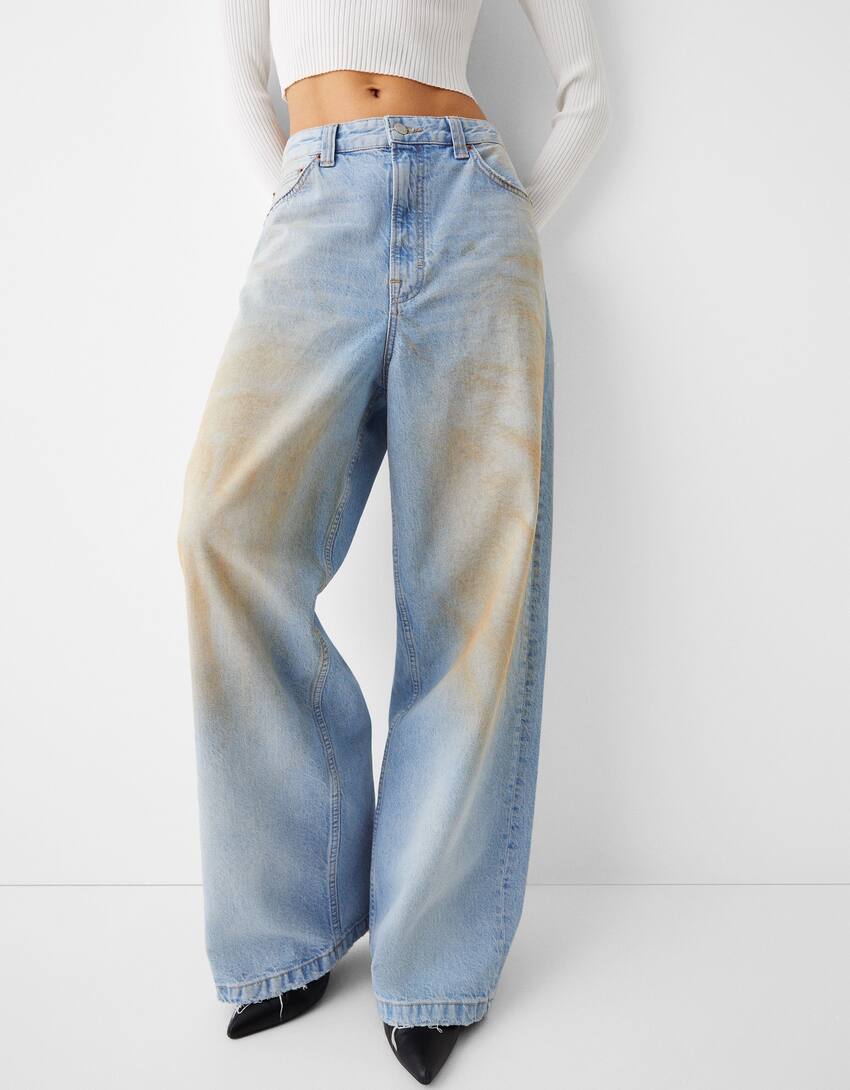 Faded dirty super baggy jeans - Men | Bershka