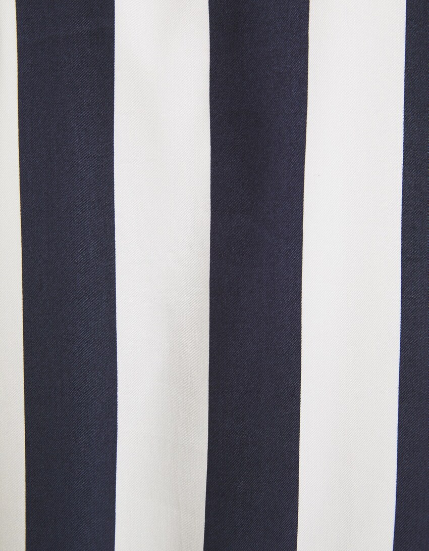 Camisa màniga curta sarja ratlles-Blau Marí-5