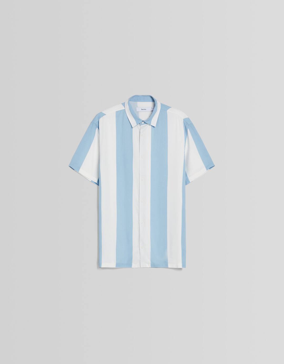 Camisa manga corta sarga rayas