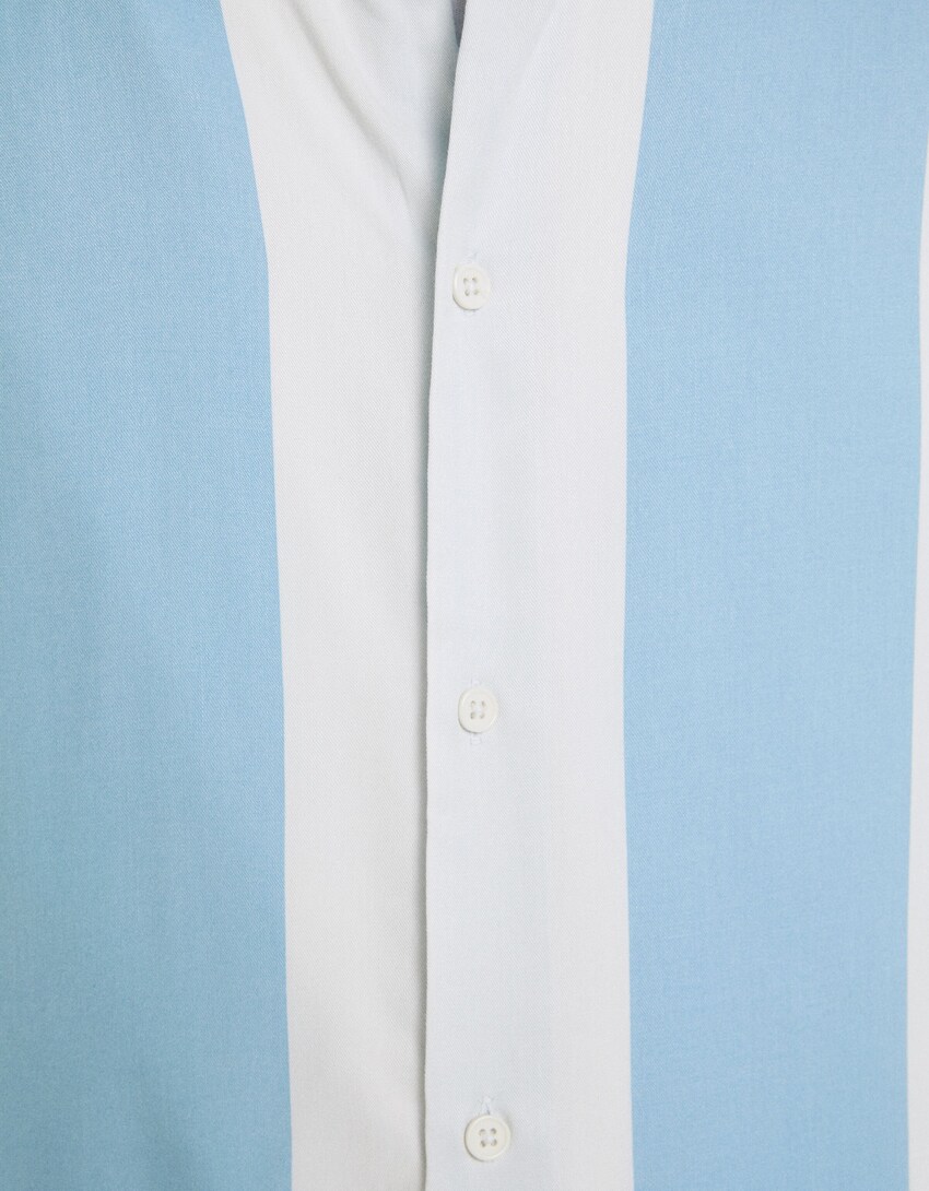 Camisa manga corta sarga rayas-Azul claro-5