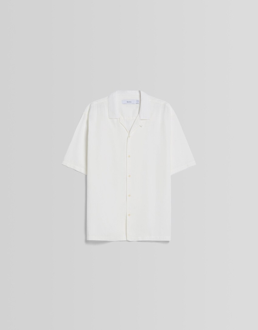 Camisa manga corta relaxed fit rústica-Blanco-4