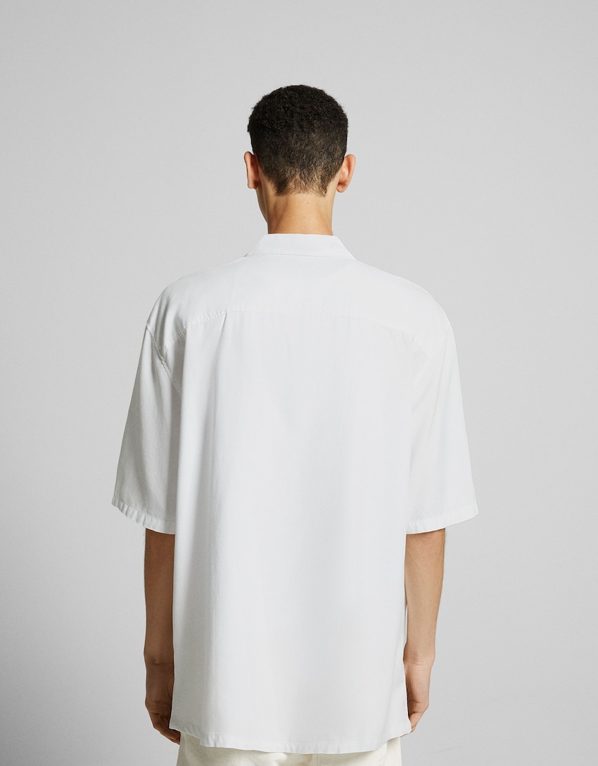 Camisa manga corta relaxed fit rústica-Blanco-1