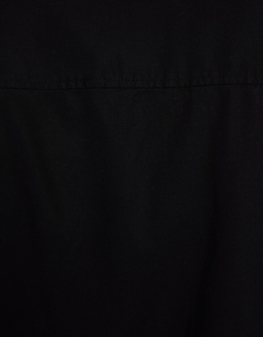 Camisa manga corta relaxed fit rústica-Negro-5