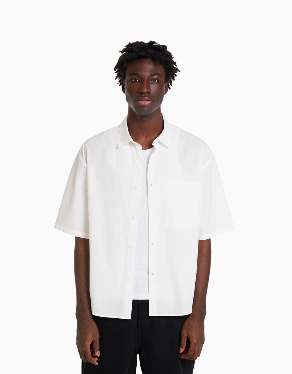 Camisa manga corta popelín-Blanco-0