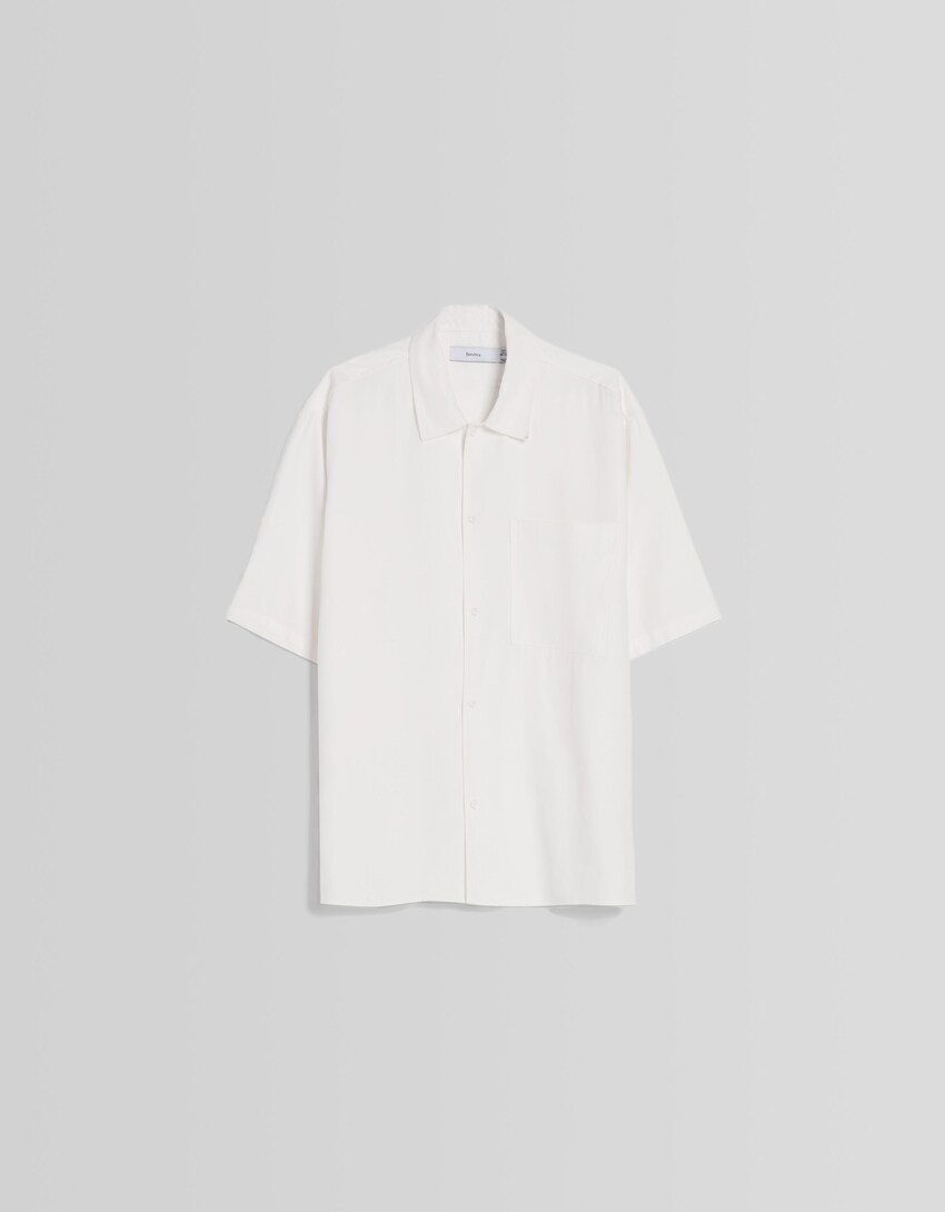 Camisa màniga curta relaxed fit-Blanc-5