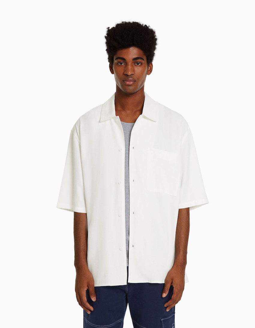 Camisa màniga curta relaxed fit-Blanc-0