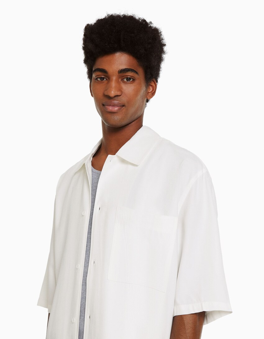 Camisa màniga curta relaxed fit-Blanc-2