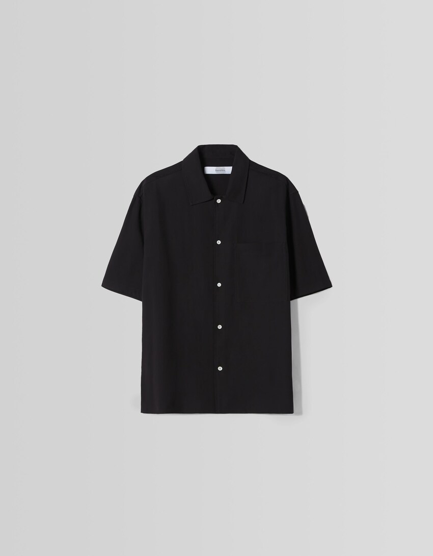 Camisa màniga curta relaxed fit-Negre-5