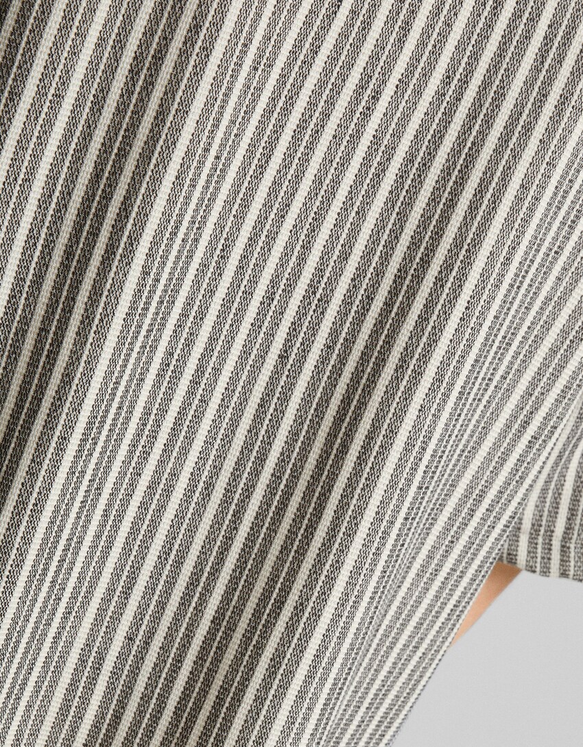Camisa manga corta rústica rayas-Blanco / Negro-6