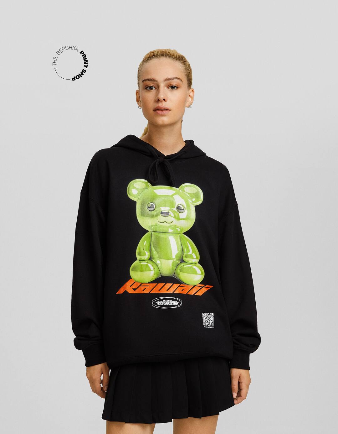 Bershka Wearable Art hoodie with print