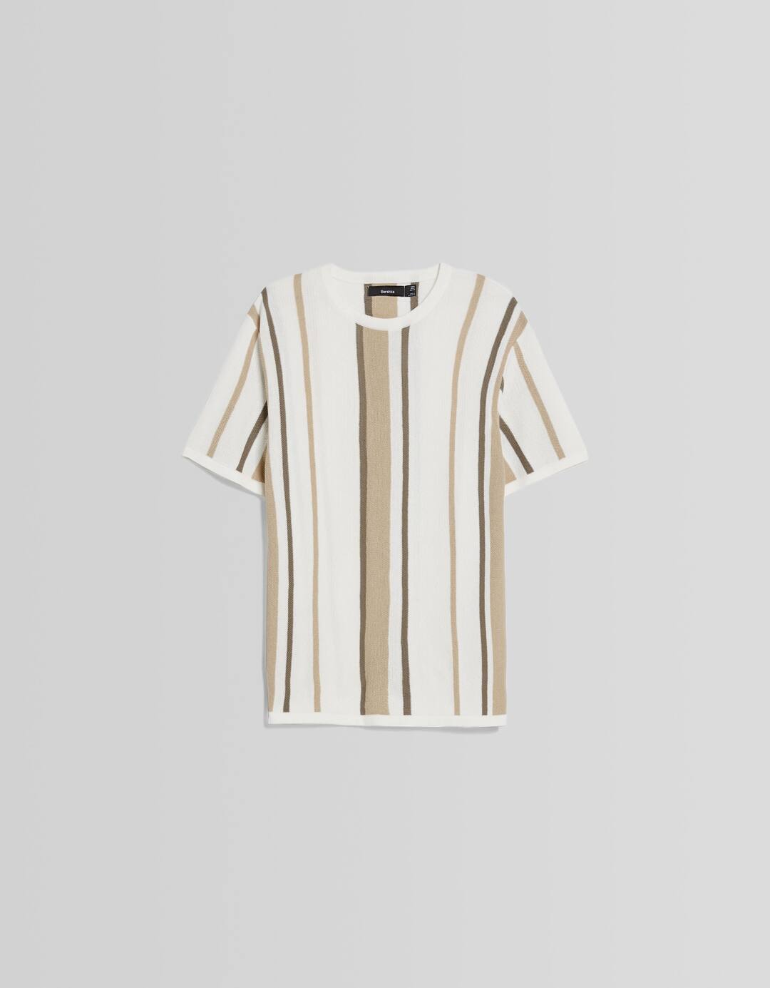 Short sleeve T-shirt with vertical stripe print