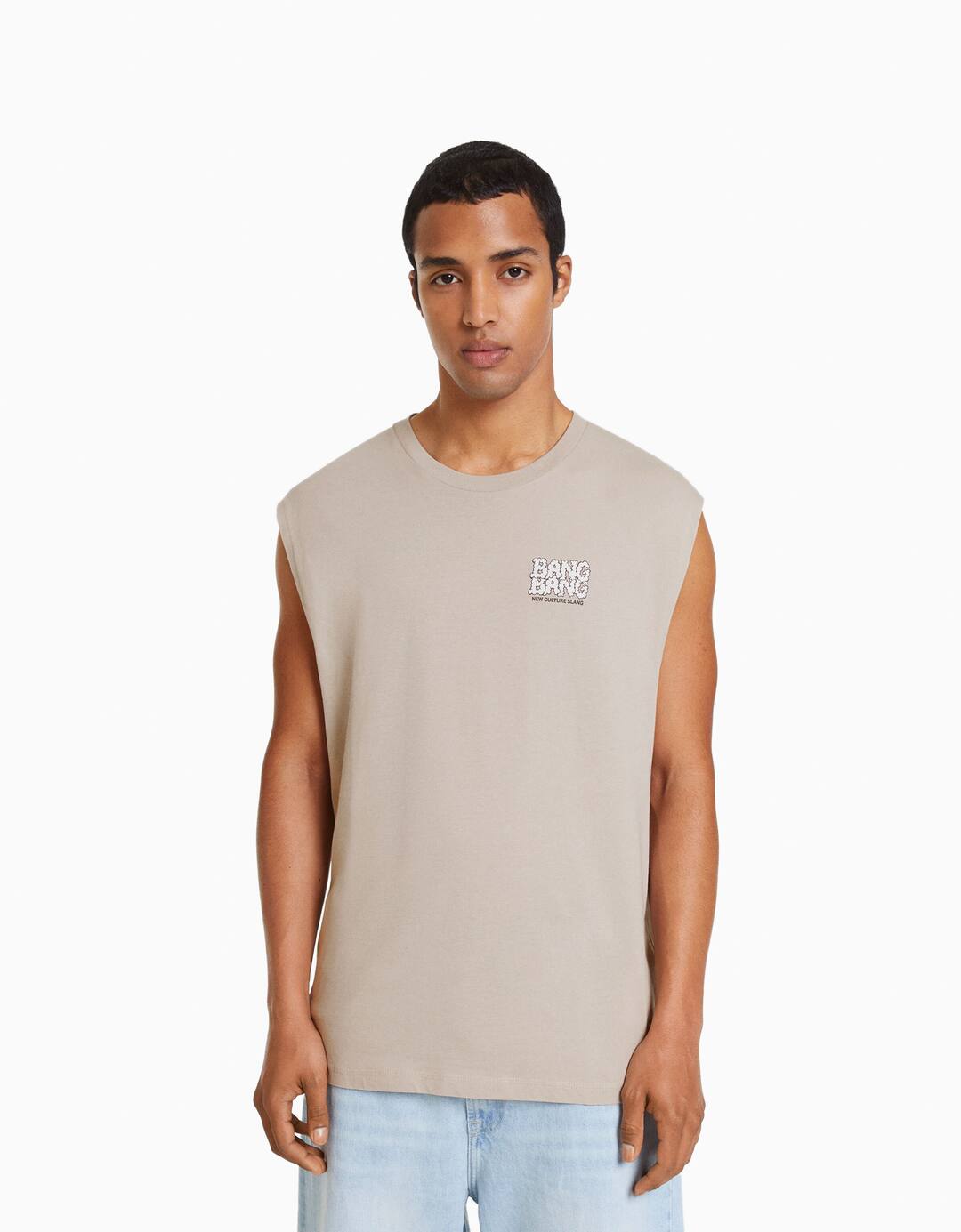 Worker-style fit sleeveless T-shirt